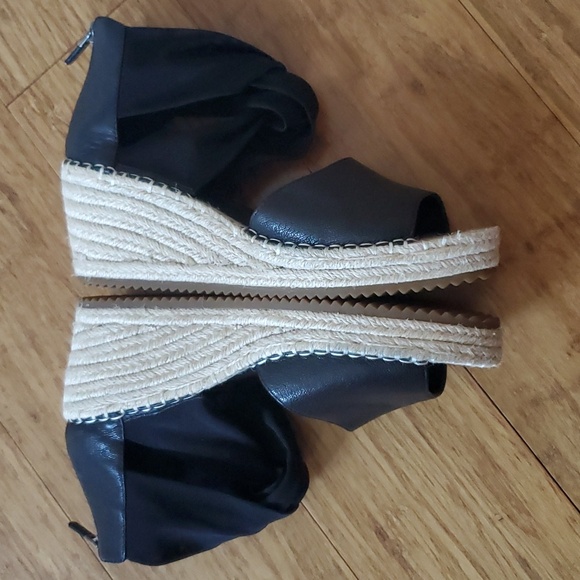 Eileen Fisher Wiley Espadrille Black Wedge Sandal Size 8 - Picture 9 of 13